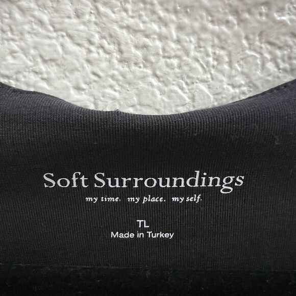 Soft Surroundings Wear Anywhere Faux Wrap Dress Womens Sz Tall Large TL Black - Picture 3 of 7